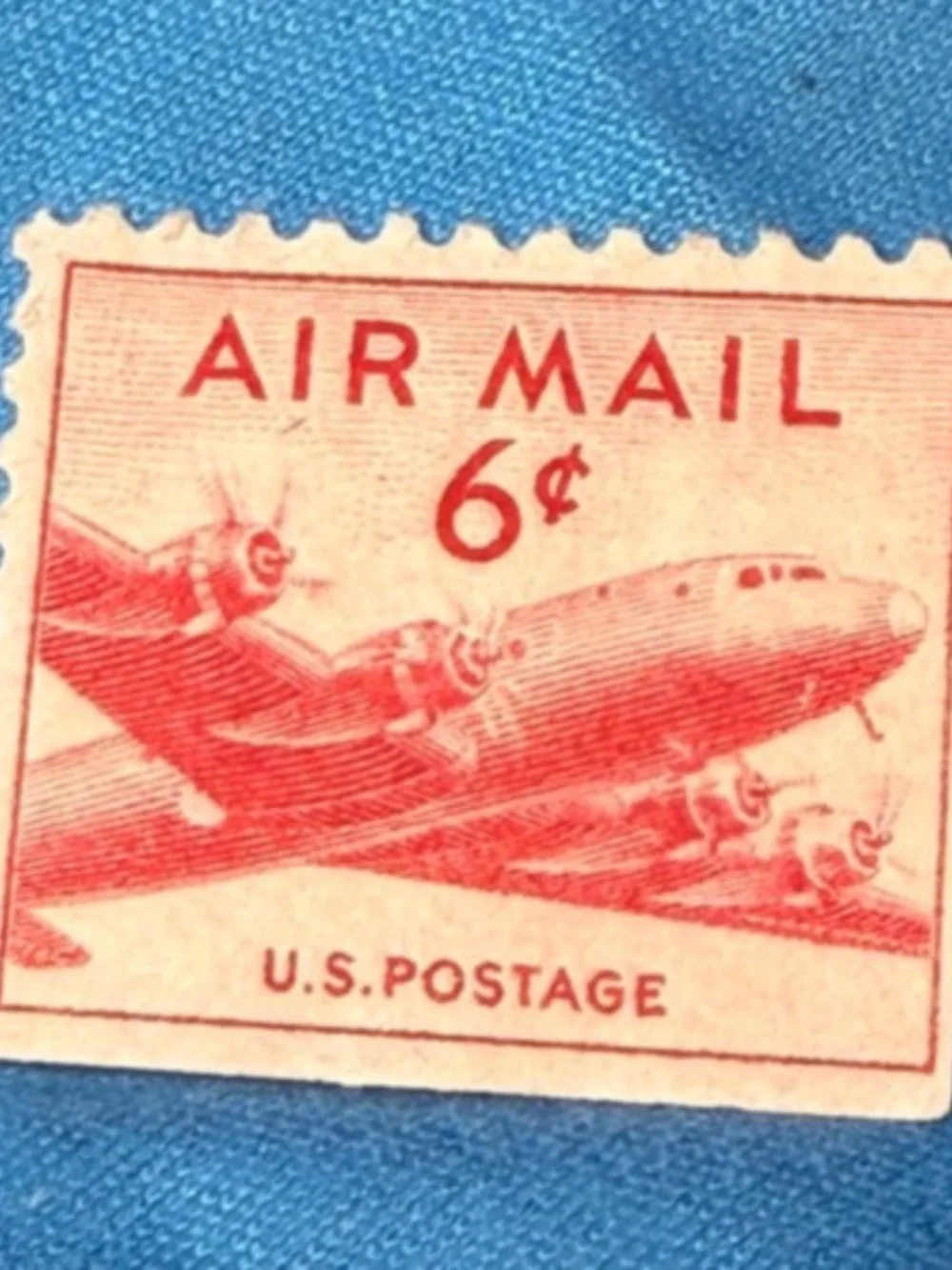 Very rare Genuine 6 Cent Red US Air Mail 1949 D #206480767685